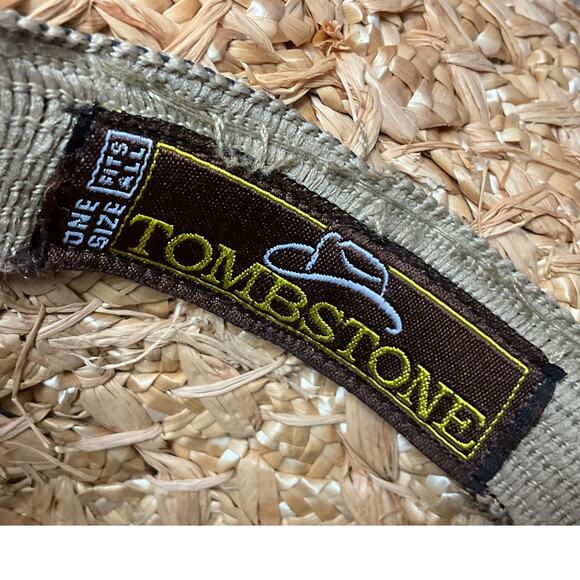 Tombstone Western Rodeo Cowboy Cowgirl Straw Tan Hat braided Band Vintage EUC main image 5
